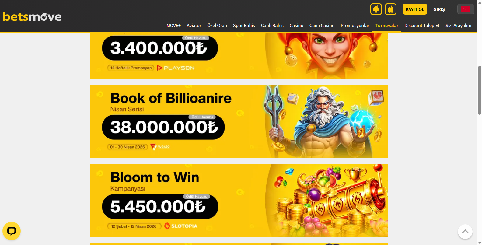 Betsmove Çekiliş